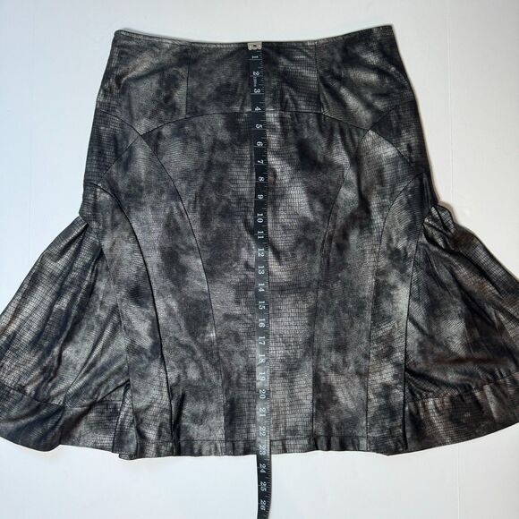 Pile Ou Face Paris Skirt Size 3 Gray Black Reptile Print Flared A Line Textured - Picture 12 of 14